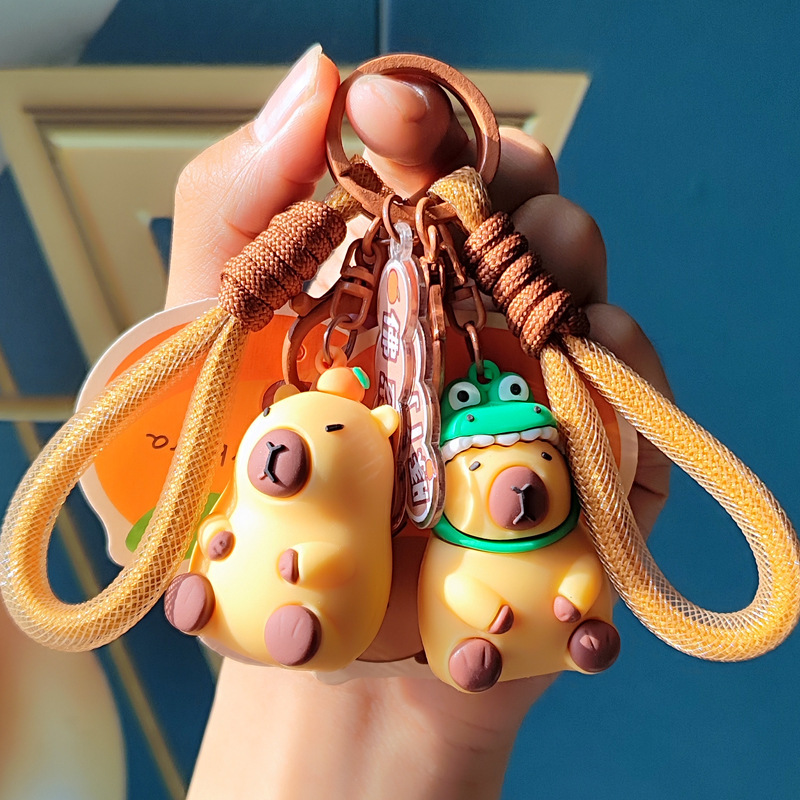 Carto Card Pibala Capybara Doll Pendant Cute Couple Car Keychain Couple Bag Hanging Small Gift