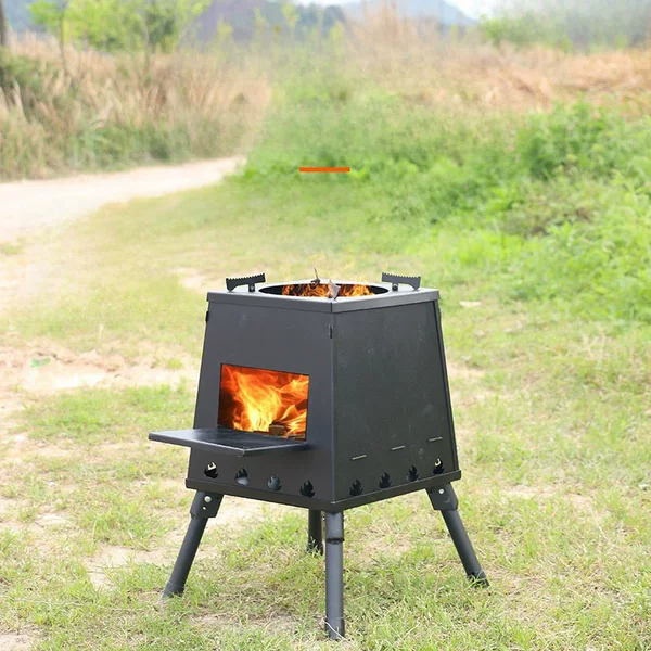 Outdoor Portable Folding Wood Stove Outdoor Camping Tent Stove Self-Driving Tour Stainless Steel Picnic Barbecue Stove