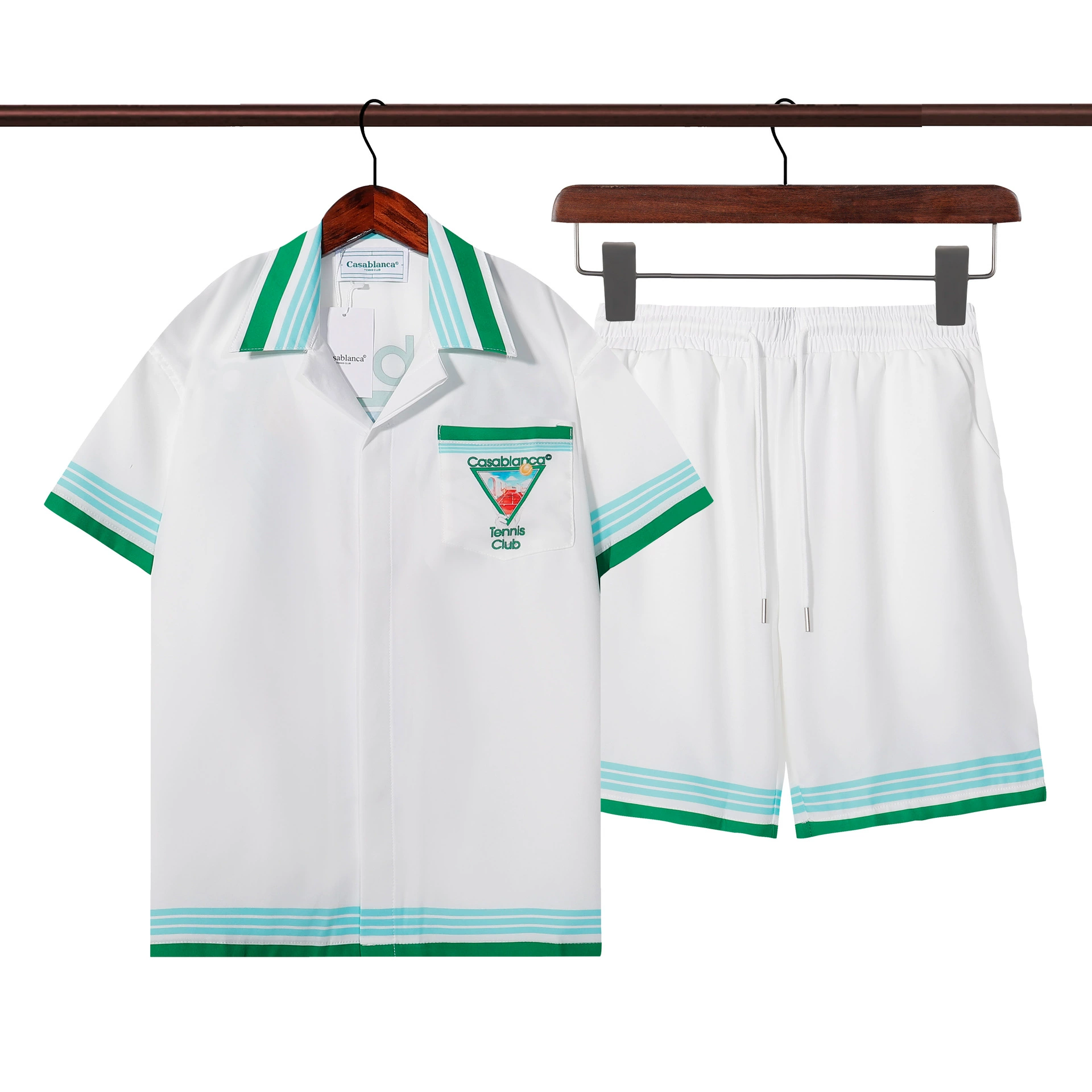 Высококачественный костюм с короткими рукавами, костюм-кардиган с лацканами, классический хлопковый костюм с буквенным принтом, костюм в одном стиле для мужчин и женщин.