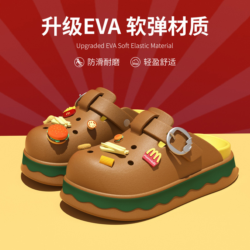 New Style Birkenstock-Style Clogs with Closed-Toe Design for Women, Thick-Soled Cute Cartoon DIY Outdoor Sandals
