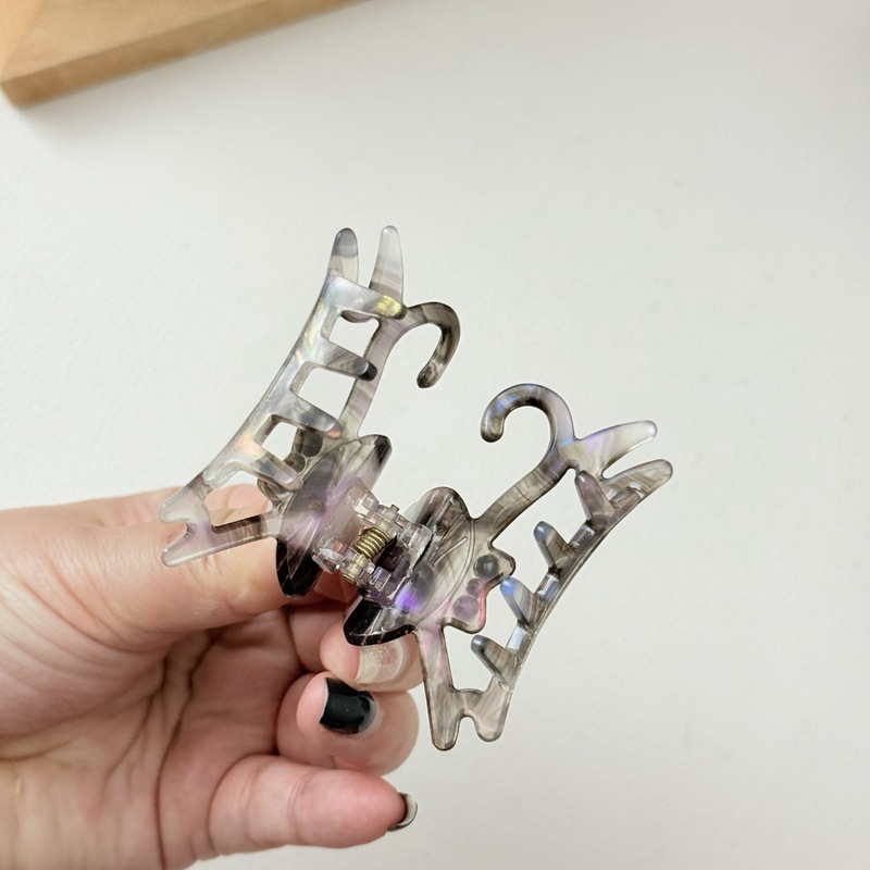 6cm アセテート ヘアピン ガーリーハート かわいい ミディアムサイズ かわいい ペット サメクリップ フレンチ ラインストーン キャット グリッパー|undefined