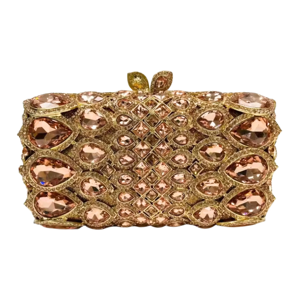 Bolsa de embrague de piedra transfronteriza nueva bolsa de banquete de cristal con diamantes, bolsa de banquete europea y americana hueca con diamantes completos, bolsa de mujer