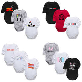 批发婴幼儿连体衣纯棉三角哈衣宝宝长袖包屁衣爬服秋款婴儿衣服