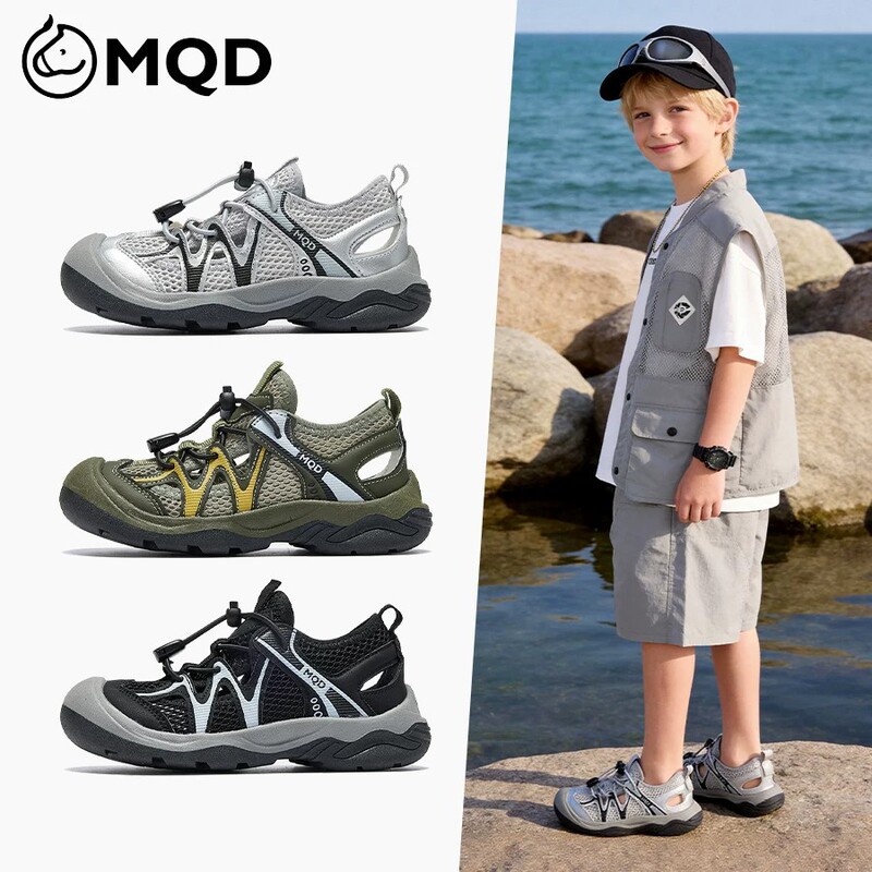 Mqd Children's Shoes Kids' Closed-Toe Sandals Summer New Boys' Shoes Mesh Breathable Hollow Sports Shoes