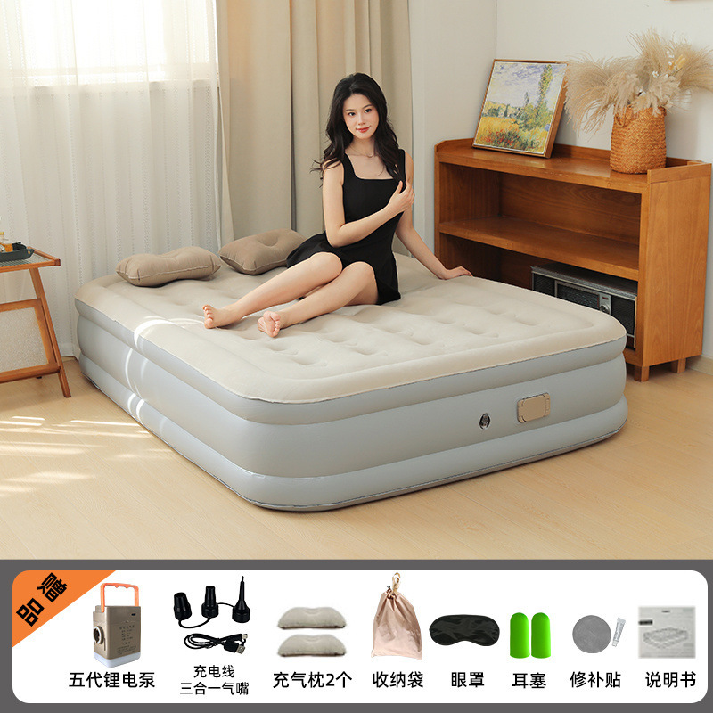 シングルエアマットレスベッド、ダブル厚みのある折りたたみベッド、漫画の高さのあるインフレータブルマットレス、昼休みベッド、自宅の寝室のシンプルなベッド|undefined