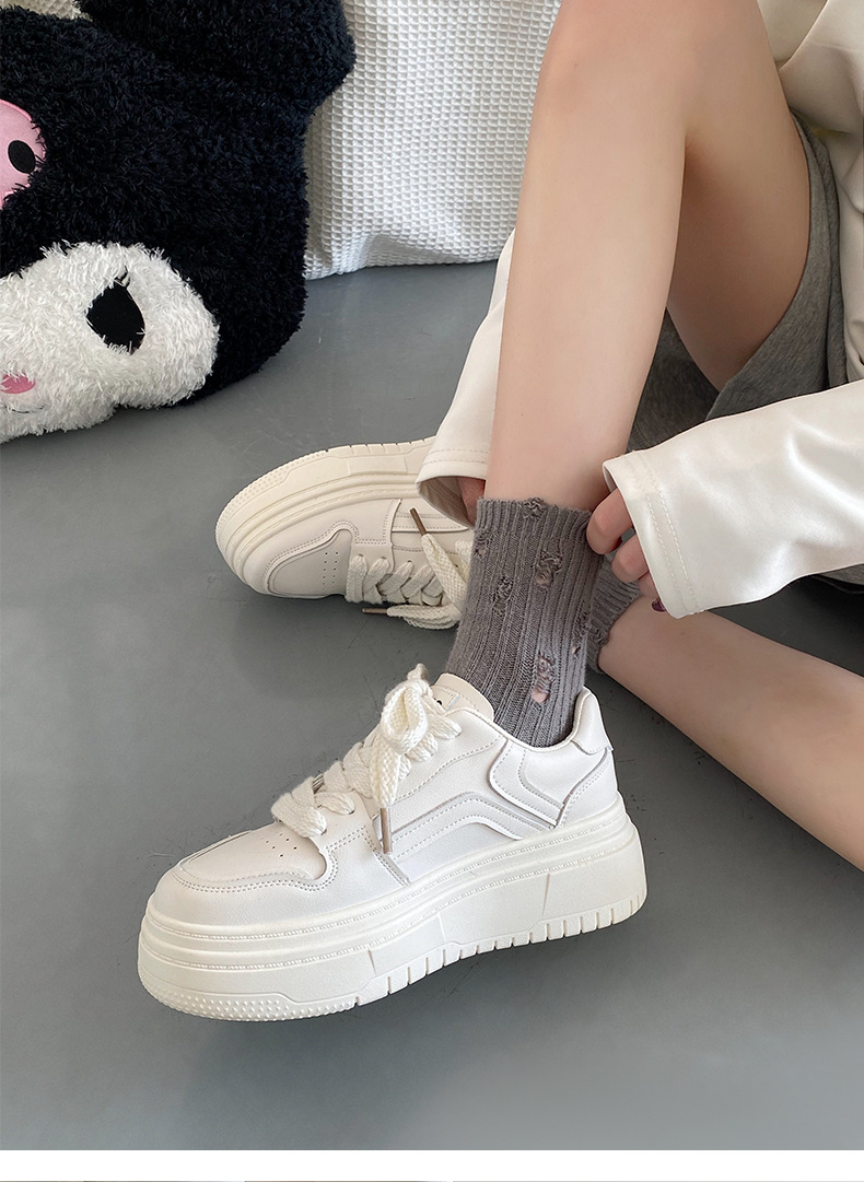 Queen Fan – chaussures de sport à semelles épaisses pour femmes, petites chaussures blanches, Style coréen, Cool Board, pour étudiantes, nouvelle collection automne/hiver 2022_voghion.com