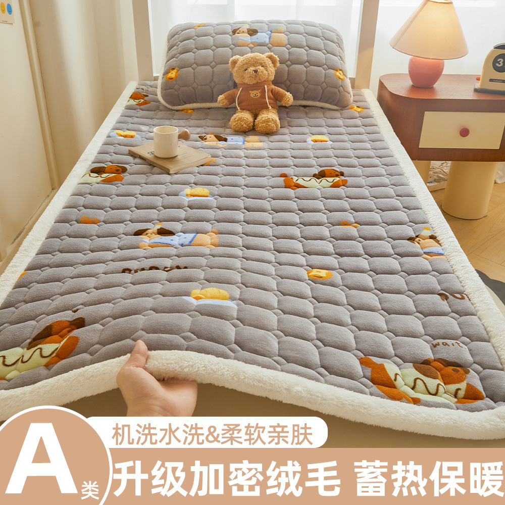 A級学生寮用ミルクベルベットマットレス、冬用厚手フリースパッド、入学時寮用シングルベッドマットレス
