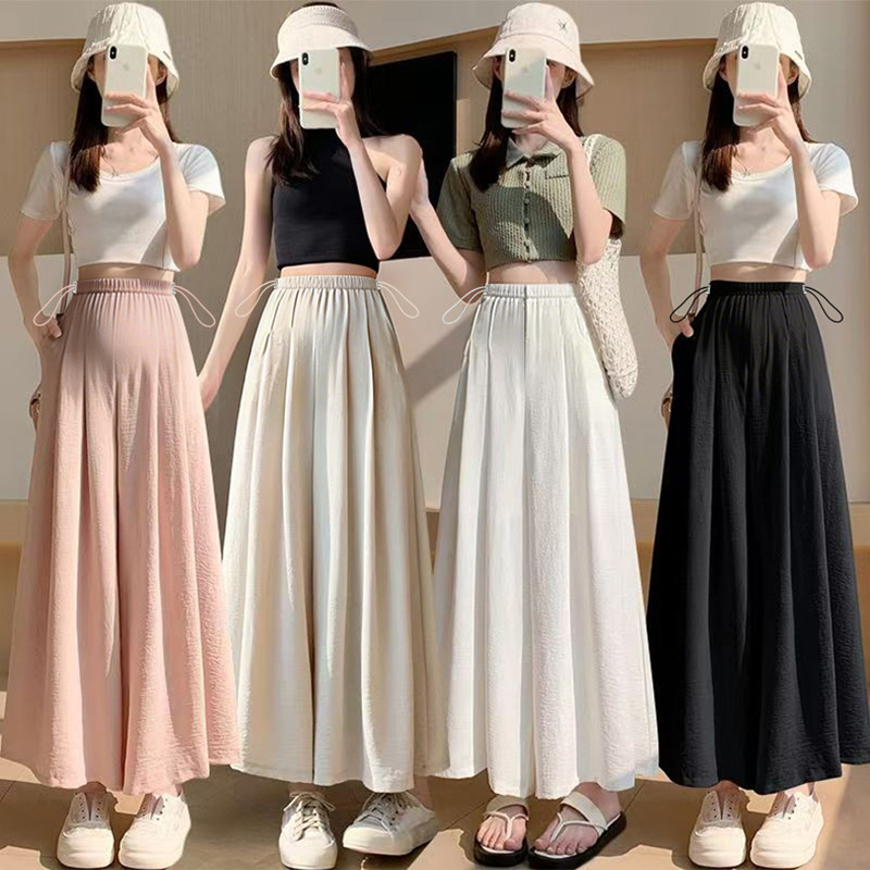 Maternity Pants and Skirts, New Summer Style, Versatile for Outerwear, Ice Silk Yamamoto Wide-Leg Pants and Skirts, Loose Fit, Slimming, Casual Nine-Point Pants Maternity Pants and Skirts, New Summer Style, Versatile for Outerwear, Ice Silk Yamamoto Wide-Leg Pants and Skirts, Loose Fit, Slimming, Casual Nine-Point Pants