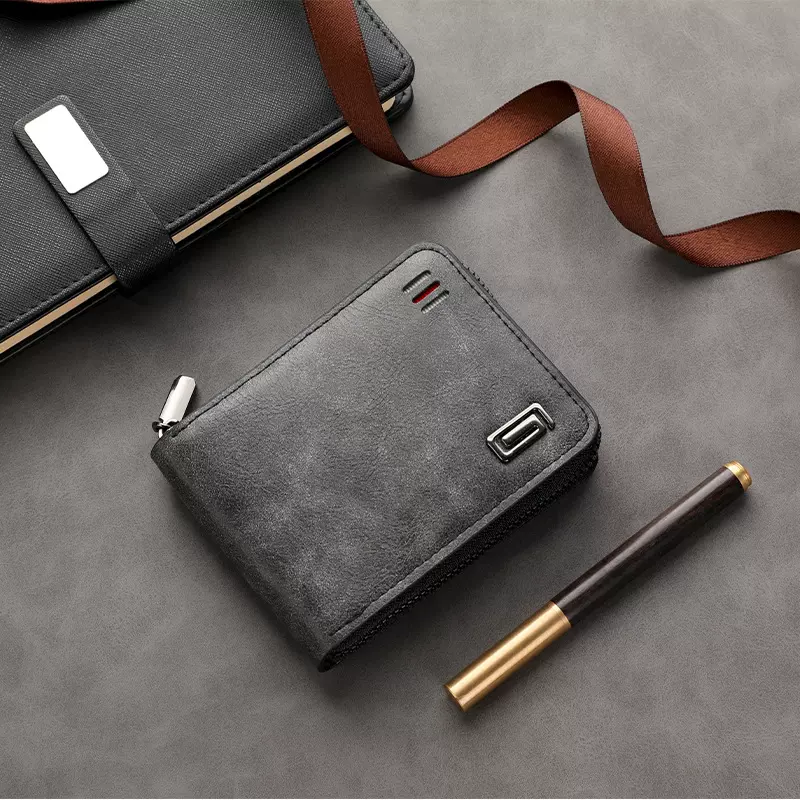 跨境新款男士钱包 多卡位休闲拉链大容量便携短款零钱包厂家批发