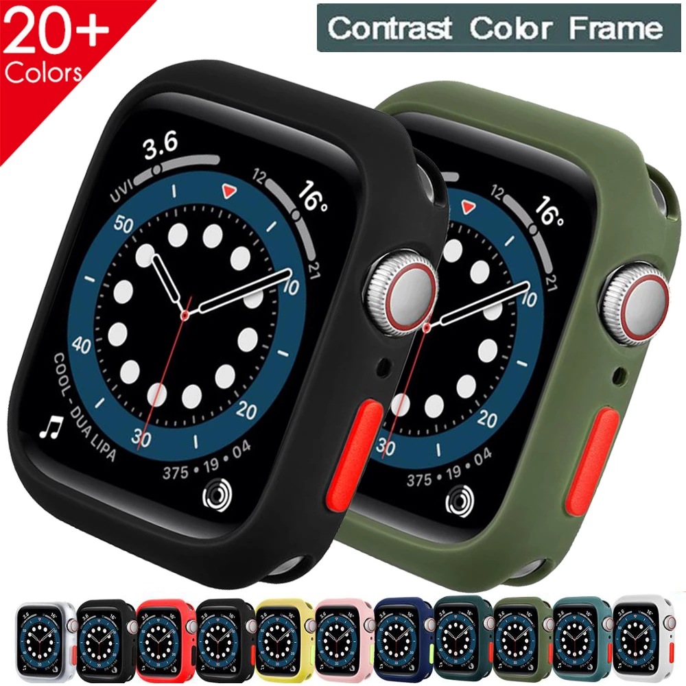 适用苹果Apple watch 7654手表表壳iWatch45mm糖果按键硅胶保护壳