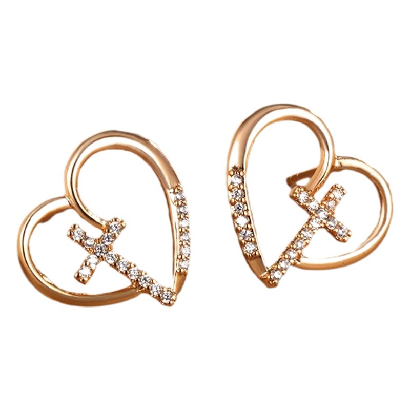 Xuping joyas de amor cruz pendientes de moda femenina temperamento nicho diseño pendientes coreanos de alta calidad pendientes