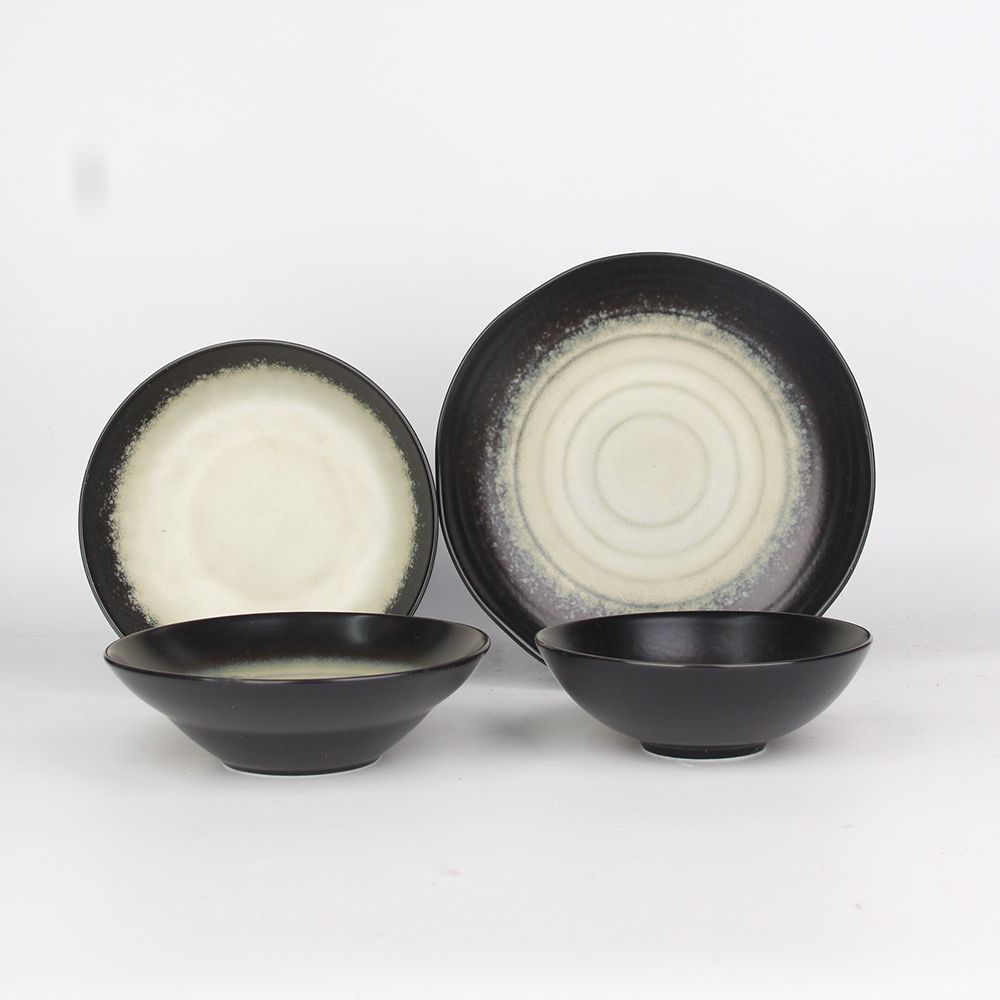 Horno de estilo japonés serie de esmalte de alta temperatura vajilla de cerámica plato creativo plato de fruta plato de carne ensalada tazón de arroz tazón de sopa