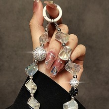 个性创意水钻珠子手提链条手腕短挂绳带夹片手机壳钥匙扣包包挂件