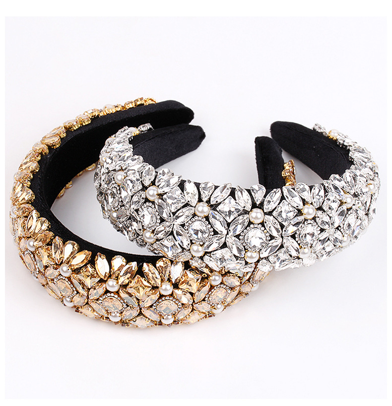 272g Weight Hair Band Hair Accessories Type Rhinestones Inlay Material 1 Piece Quantity Holiday, Party Occasion Retro Lady Flower Flannel Inlay Rhinestones Hair Band