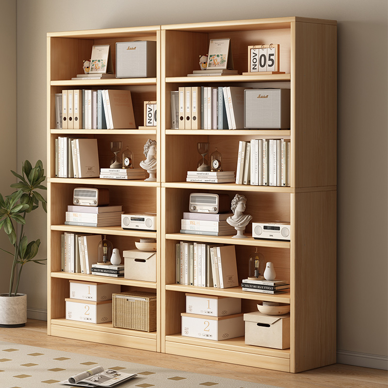 All Solid Wood Bookshelf Storage Rack Floor-Standing Wall Cabinet Living Room Kindergarten Children's Home Bookcase Storage Cabinet