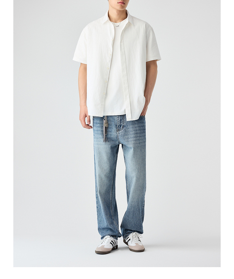 Áo sơ mi nam ngắn tay cotton trơn phong cách mới — Màu đen chi tiết 42