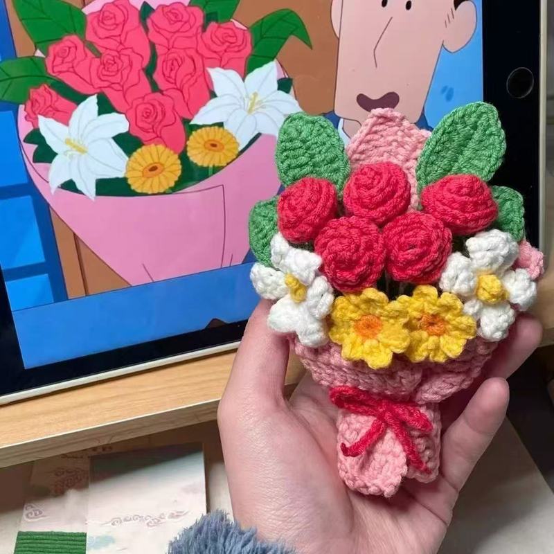 初心者のかぎ針編みウール手編みGuangzhiは、同じスタイルの花束素材パッケージペンダントバッグキーホルダーをMeyaに送ります|undefined