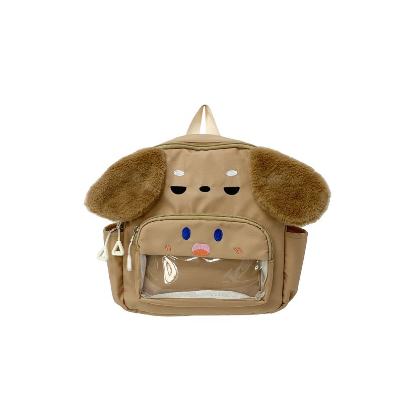 Jardín de infantes bebé mochila pequeña caricatura lindo cachorro mochila para niños y niñas nueva ventana transparente mochila para niños