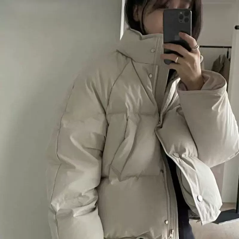 现货 nw纯色立领面包羽绒服韩系设计师款简约小众休闲ins冬季外套