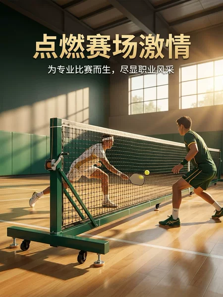 Competition-Grade Pickleball Net Posts, Suitable for Both Indoor and Outdoor Use, Thickened Iron Pipes with Wheels for Easy Mobility, Stable and Durable