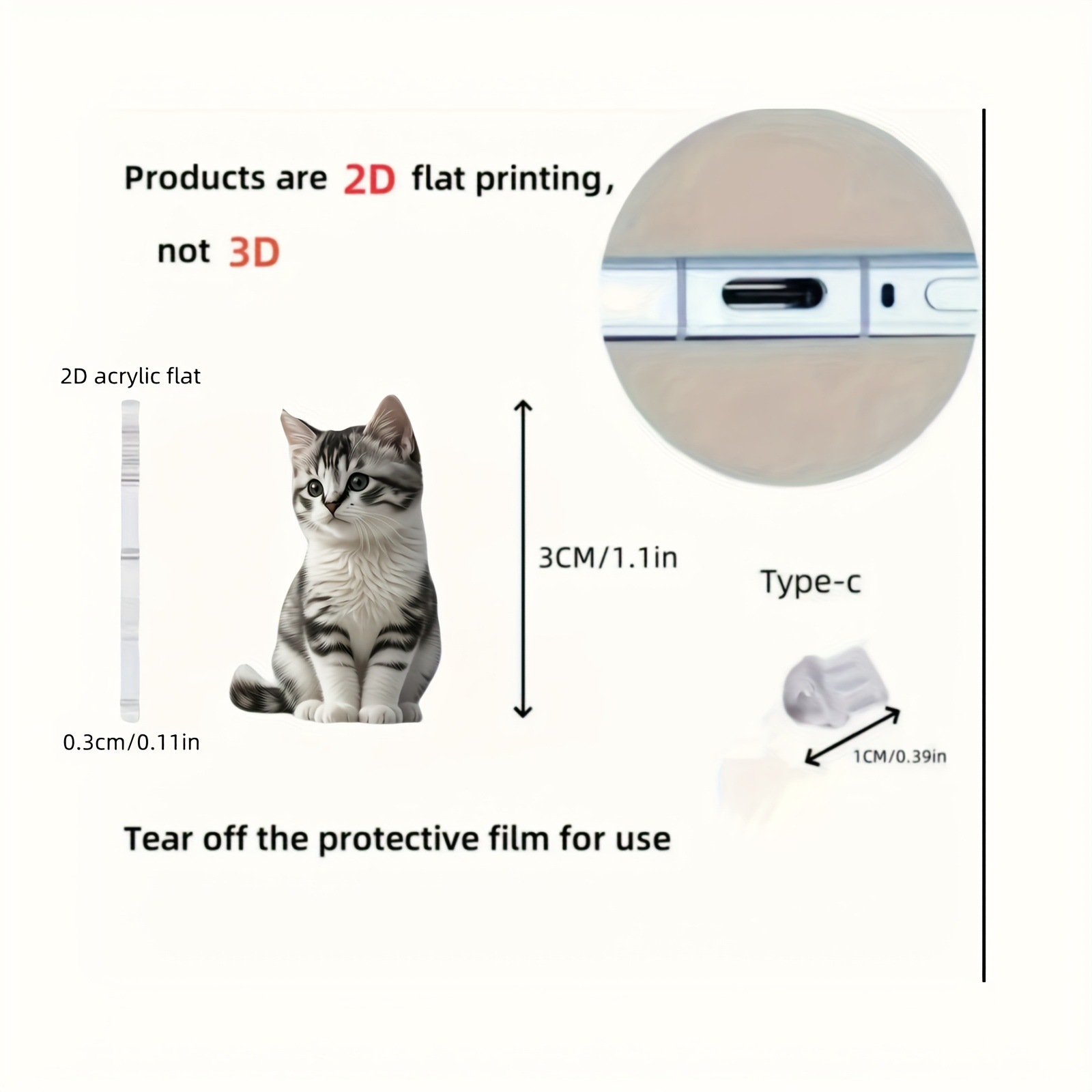 Nuevo acrílico plano transfronterizo lindo gatito acrílico enchufe de polvo para teléfonos móviles