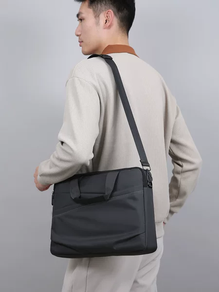 Men's Portable Briefcase, Large Capacity Shoulder Crossbody Bag, Computer Bag, Business Casual Office Bag