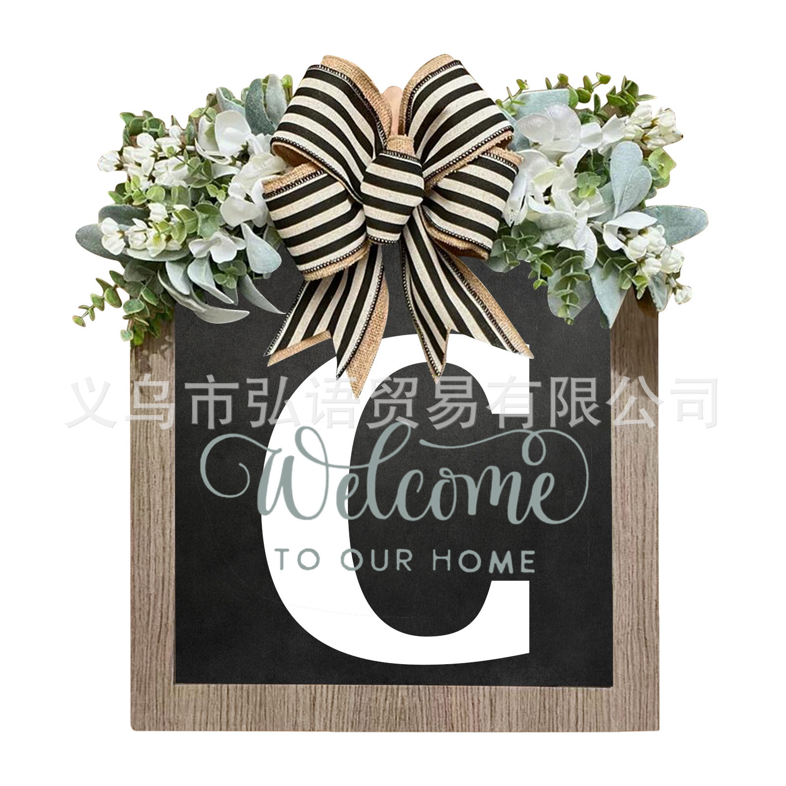 Transfronterizo Apellido Año Ronda Puerta de entrada Wreath26 letras mariposa Placa de puerta Decoración