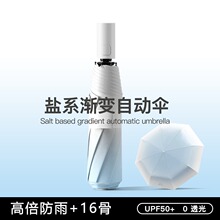 超轻全自动UPF50+黑胶渐变折叠伞晴雨两用女生便携防晒伞批发定制