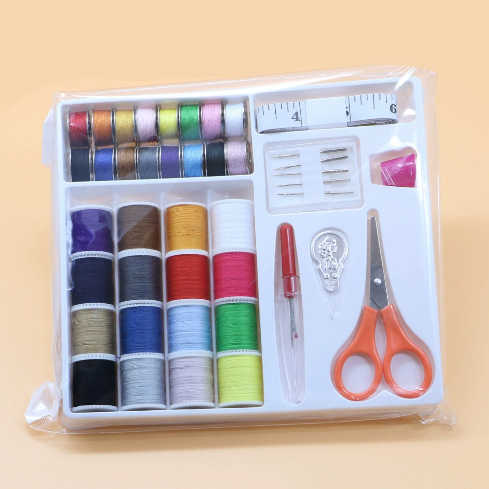 Square plastic lock core sewing box DlY multi-functional manual sewing needle and thread box household hand sewing needle and thread set