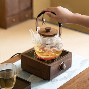 Walnut automatic electric ceramic stove glass teapot household Kettle tea maker small cooking tea stove suit