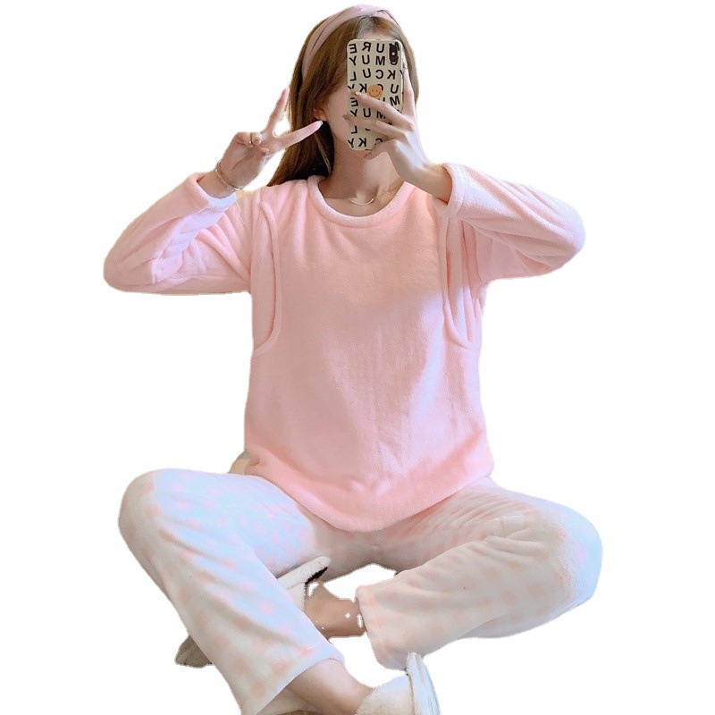 Invierno confinamiento ropa franela maternidad pullover postparto ropa de enfermería maternidad Pijamas Mujer WeChat transmisión en vivo ventas directas de la fábrica image 6