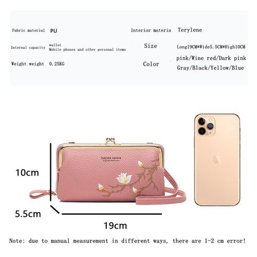 2024 New Spring Embroidery Fashion Mobile Phone Small Bag Large Capacity Ladies Crossbody Bag Shoulder Mobile Phone Bag Women Wholesale
