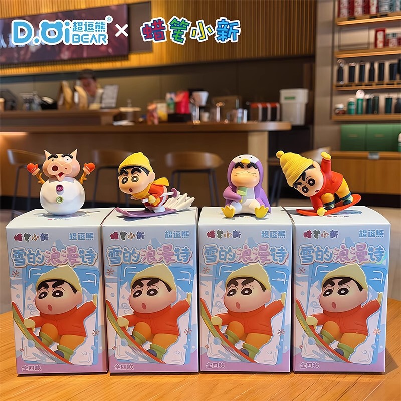 本物のクレヨンしんちゃん雪のロマンスシリーズブラインドボックス装飾品しんちゃん周辺アニメトレンドデスクトップ装飾品フィギュア|undefined
