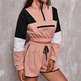 Демисезонная короткая толстовка, спортивный костюм, европейский стиль