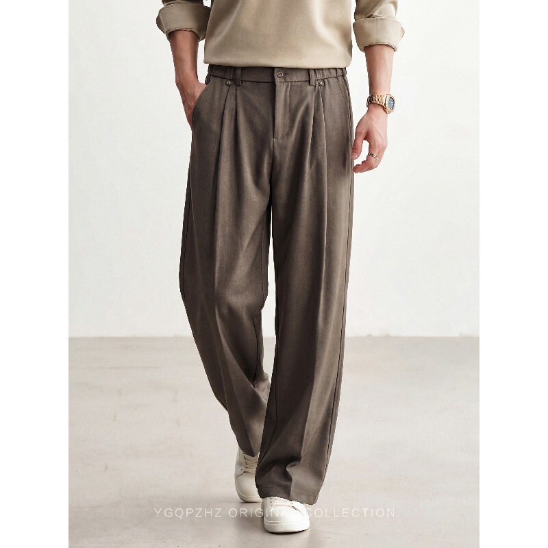 Silk-Like Drape Sheep Wool Blend Old Money Style Thin Casual Pants Men's Trousers 2026 Spring/Summer Straight Pants for Men Silk-Like Drape Sheep Wool Blend Old Money Style Thin Casual Pants Men's Trousers 2026 Spring/Summer Straight Pants for Men