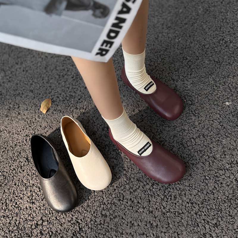 2613-1 Summer New Style Round-Toe Cute and Compact Design Genuine Leather Women's Shoes Flat Casual Daily Wear Shoes for Women