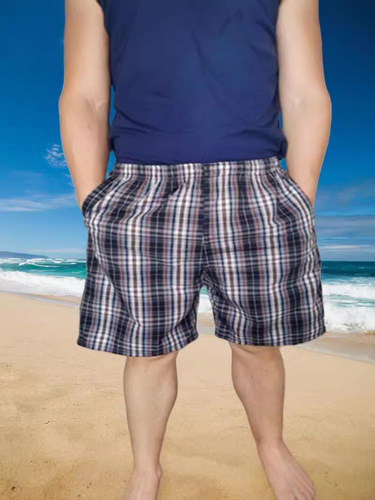 Men's Striped Beach Shorts for Middle-Aged Men, Casual, Drifting Sports Shorts, Loose Home Striped Garter Shorts