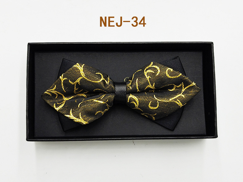 Pajarita negra de color sólido para hombre Boda británica Boda novio padrino traje camisa arco caja de regalo embalaje