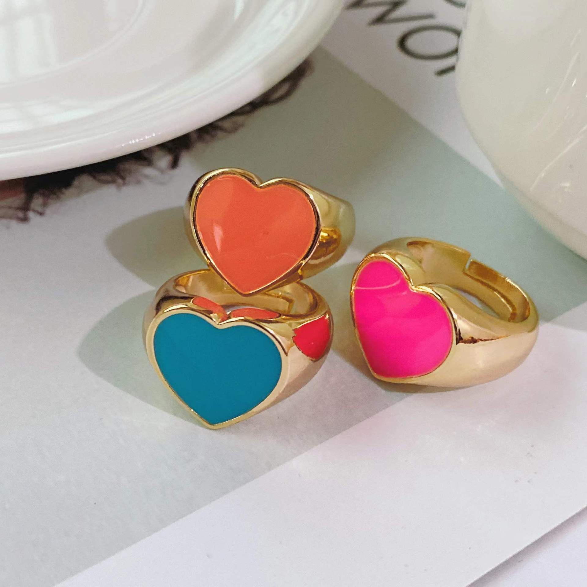 European and American fashion trend ring 18k gold-plated drip oil opening adjustable thick ring