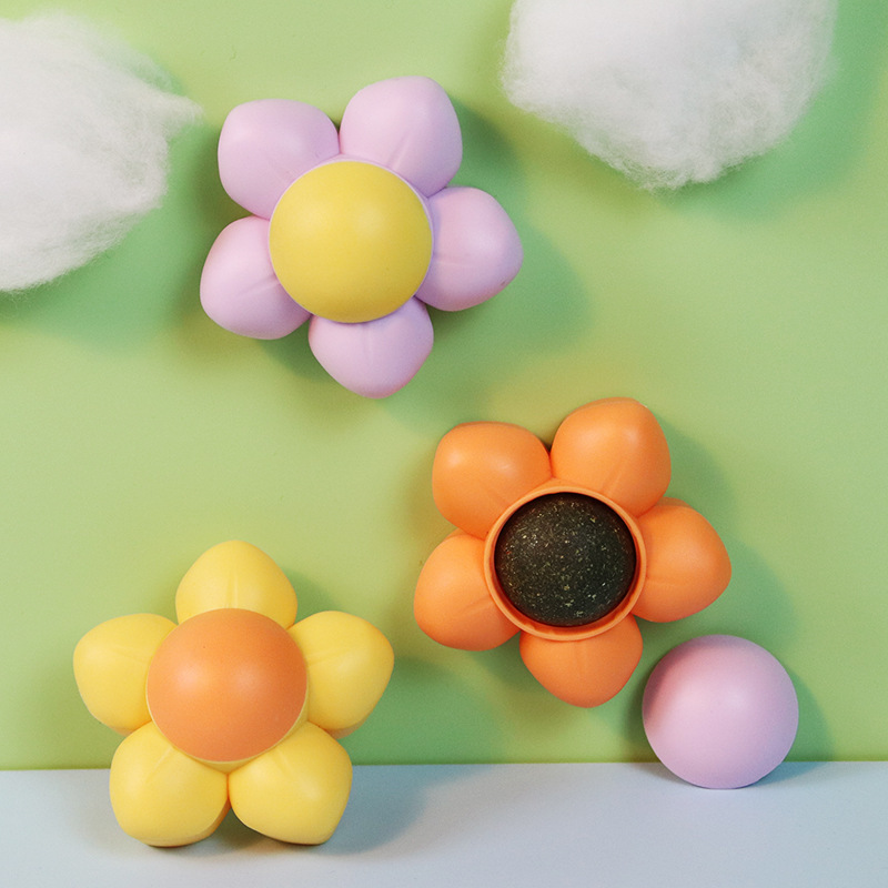 Juguetes para gatos, bolas de menta para gatos, molienda de dientes, bolas de menta giratorias, flores para gatos, bolas de menta al por mayor.