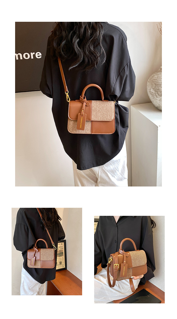 Maillard Splicing Handbag for Women 2024 New Style, with Unique Texture and a Stylish Crossbody Bag Design_voghion.com