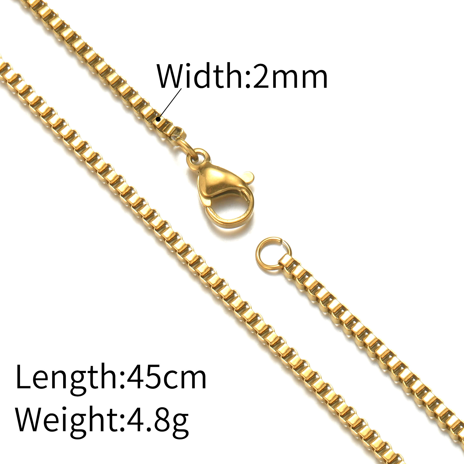 Lina Girl Titan-Perlenkette mit Schlangenknochen-Anhänger, farbecht, galvanisiert, quadratisch, aus europäischem und amerikanischem Edelstahl, kubanischem Stil_voghion.com