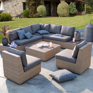 Outdoor Rattan Sofa Combination Balcony Courtyard Garden Rattan Chair Outdoor Terrace Leisure Corner Sofa Sunscreen Waterproof