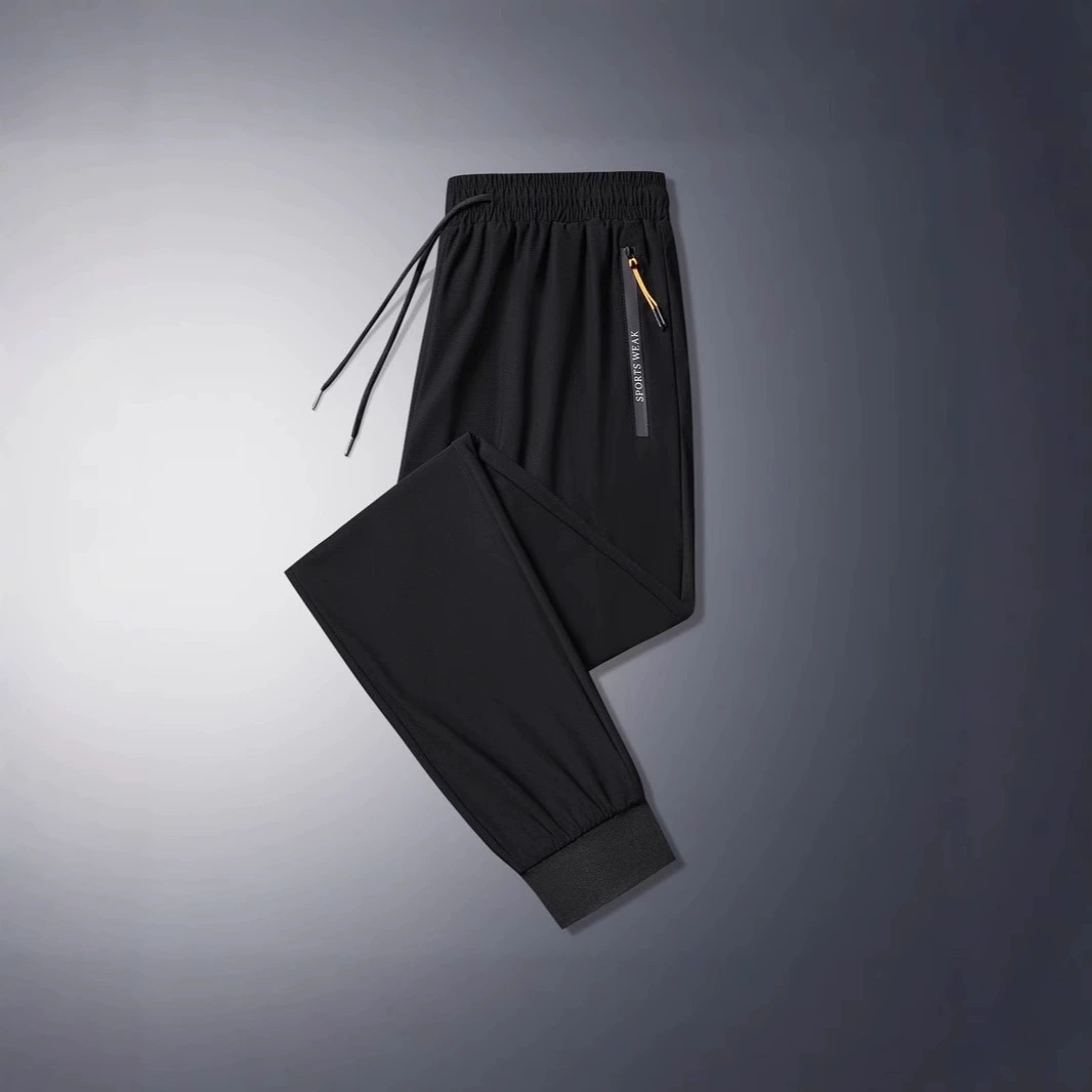 Silk black trousers for leisure, plus size