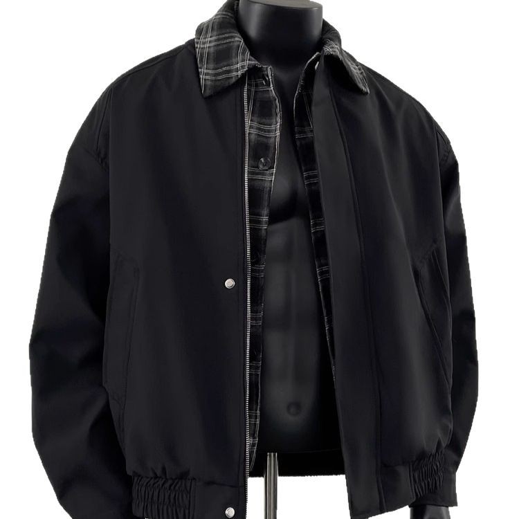 2025 nueva marca de moda callejera americana falsa de dos piezas costura contraste pareja otoño nicho diseño chaqueta sentido chaqueta