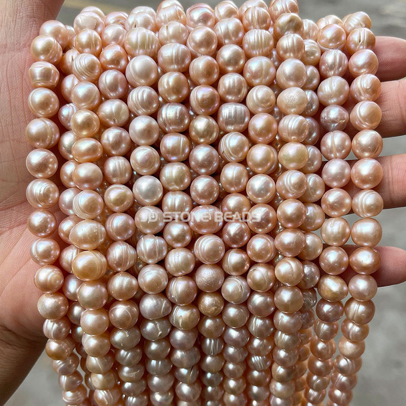 Jingde ジュエリー淡水パールルースビーズ diy ジュエリーアクセサリーバロックラウンドビーズパールブレスレットネックレス半完成品|undefined