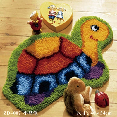 Mat Woolen Embroidery Cushion Floor Mat | Avtomobil döşəmə paspasları - zd007-little-turtle-50cm-white-net-cross