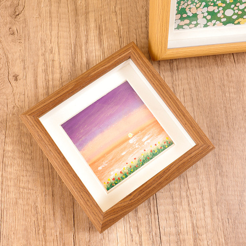 Hand-painted oil pastel paper mounted picture frame wholesale square four-nine grid photo frame hollow three-dimensional photo frame table hanging wall