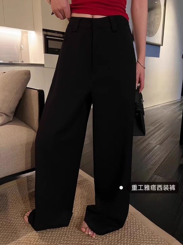 2080# superniniyy 重工有份量雅痞时髦西装裤高腰显瘦阔腿休闲裤|undefined