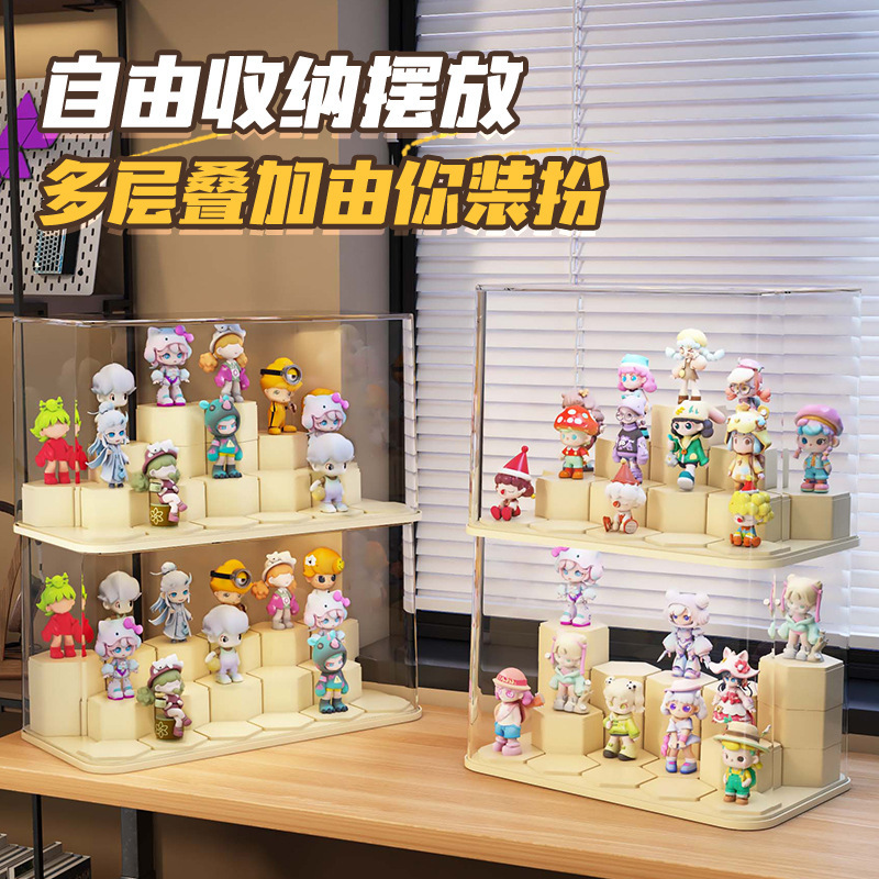 盲盒展示架收纳透明亚克力手办防尘展示柜玩具积木泡泡玛特展示盒|undefined